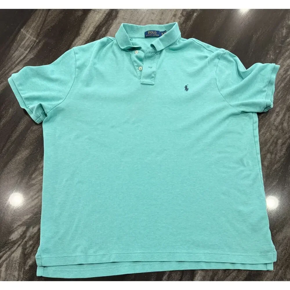 Polo Ralph Lauren Polo Shirt Mens XL Aqua Blue Cotton Pony Logo Short Sleeve